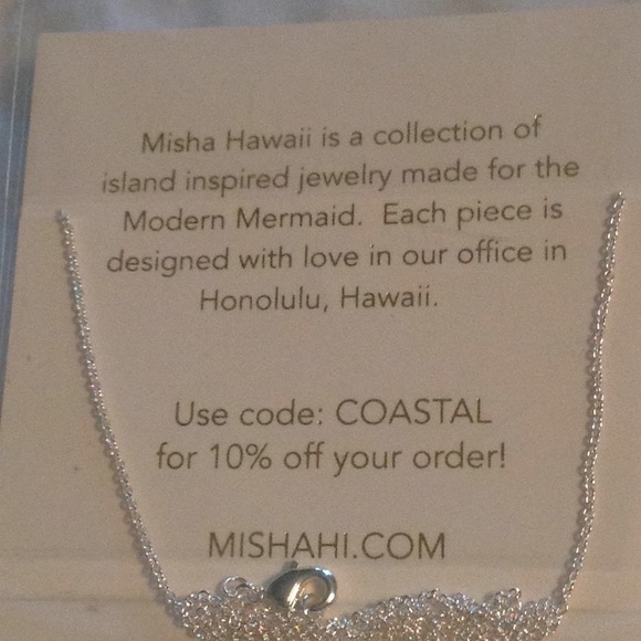 18" Silver Plated Palm Leaf Necklace Misha Hawaii - Picture 2 of 2